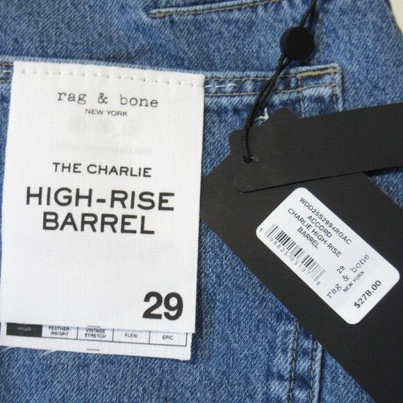 NWT rag & bone Charlie High-Rise Barrel in Accord Rigid Ankle Jeans 29 - Picture 4 of 5